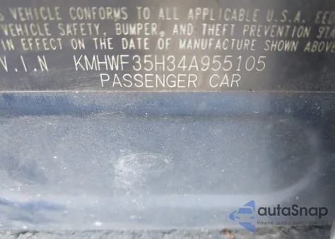 2004 Hyundai Sonata Gls/Lx from USA, damaged, VIN KMHWF35H34A955105